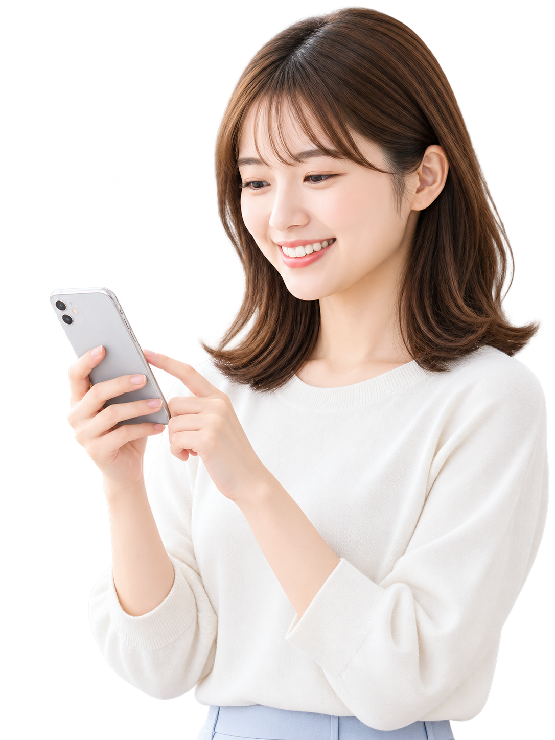 スマートフォンを操作する女性